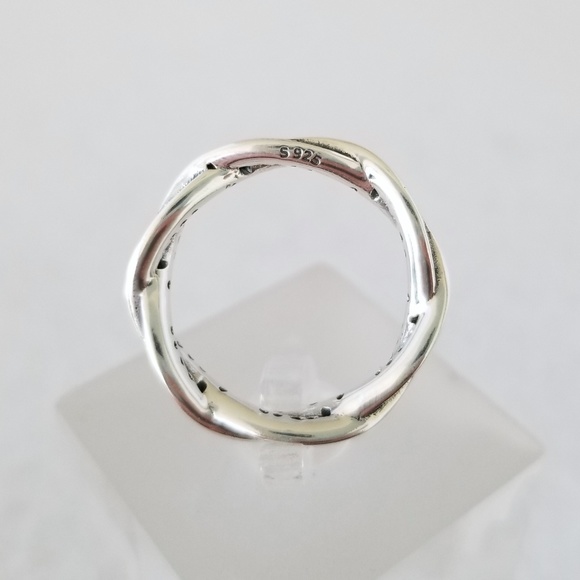 Sterling Silver Eternity Braided Pave Band - Picture 4 of 8